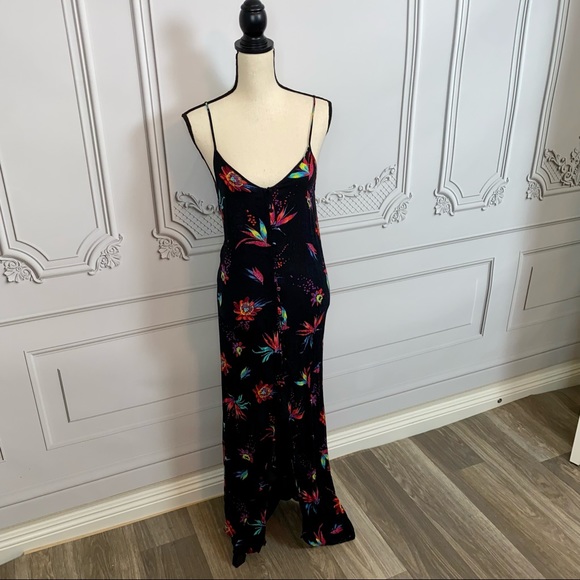 Rusty Long Black Fitted Front Button Up Dress | Size M - Picture 2 of 11